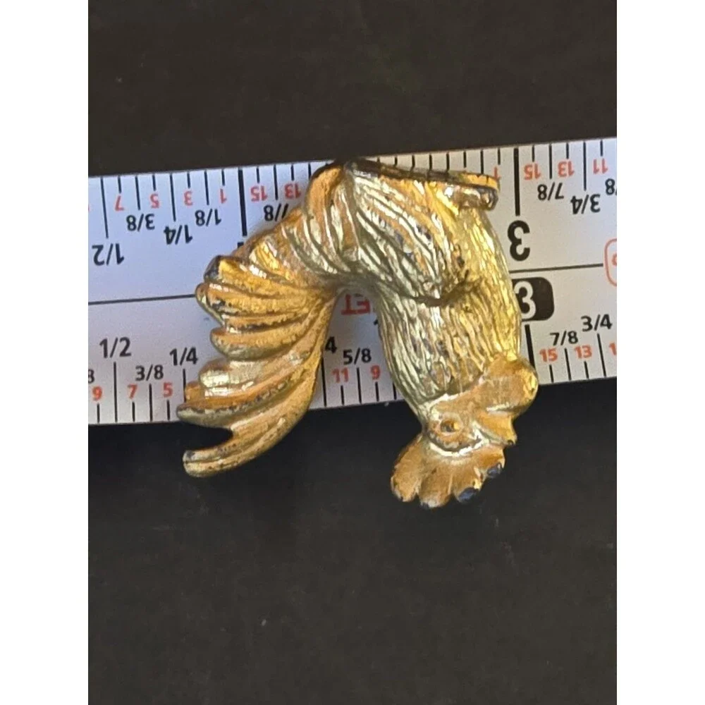 Miniature Brass Chicken Figurine Rooster Statue Carved Home Decor Solid